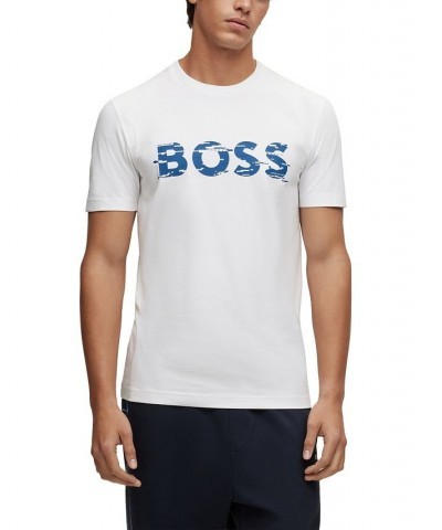 BOSS Men's Stretch-Cotton Graphic Logo Print T-shirt White $35.88 T-Shirts