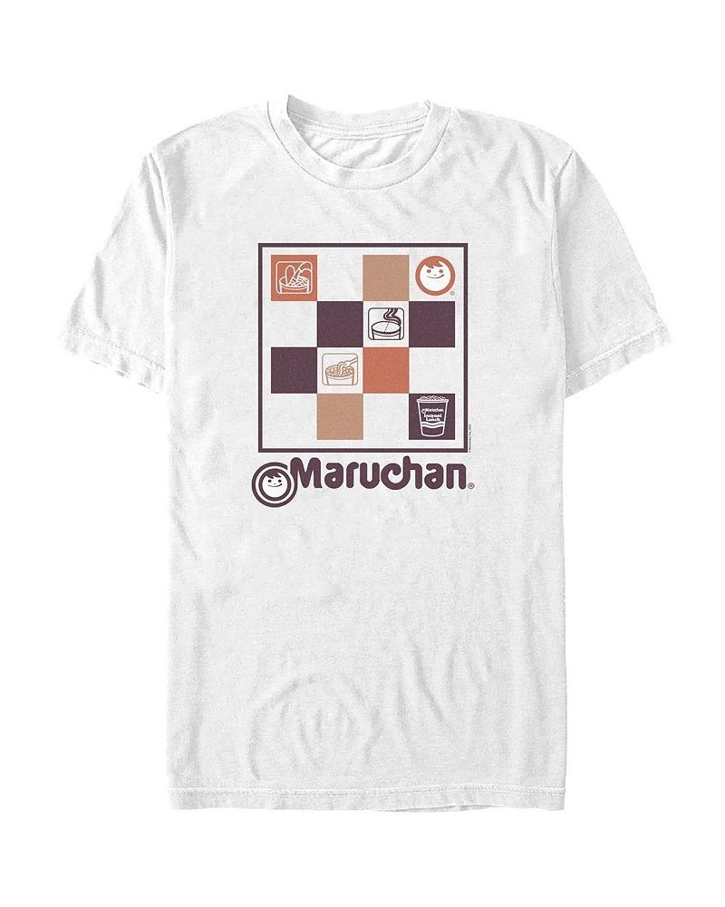 Men's Maruchan Checkered Short Sleeve T-shirt White $14.35 T-Shirts