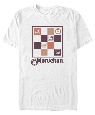 Men's Maruchan Checkered Short Sleeve T-shirt White $14.35 T-Shirts