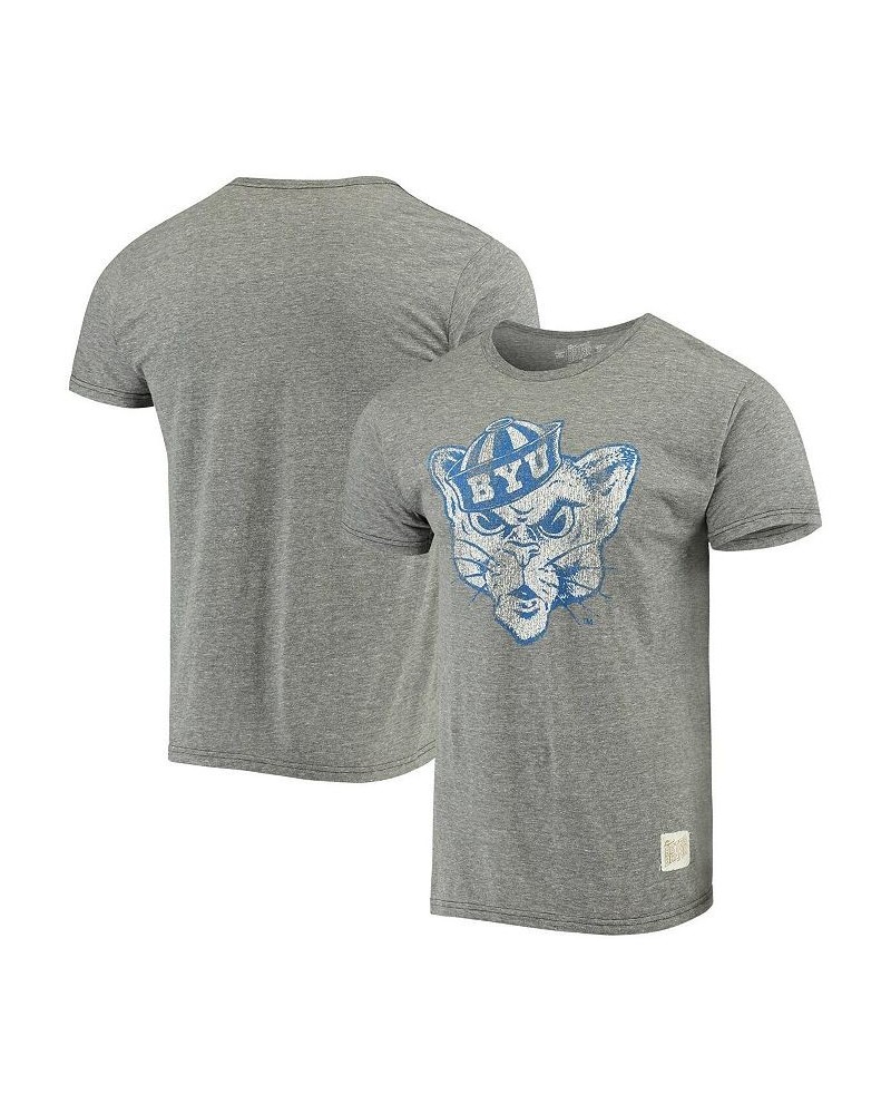 Men's Heathered Gray BYU Cougars Vintage-Like Logo Tri-Blend T-shirt $24.29 T-Shirts