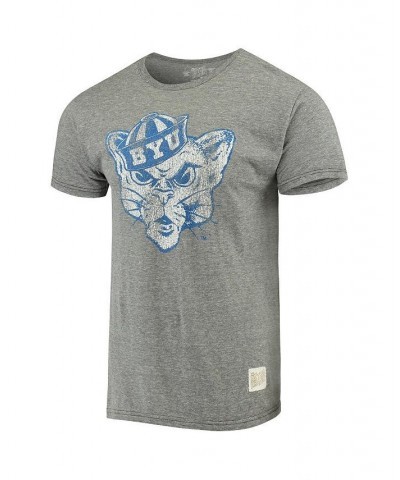 Men's Heathered Gray BYU Cougars Vintage-Like Logo Tri-Blend T-shirt $24.29 T-Shirts