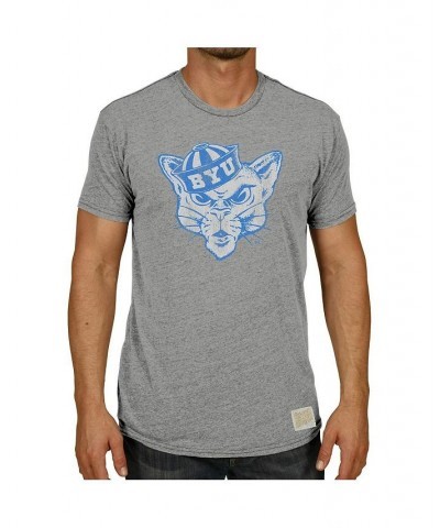 Men's Heathered Gray BYU Cougars Vintage-Like Logo Tri-Blend T-shirt $24.29 T-Shirts