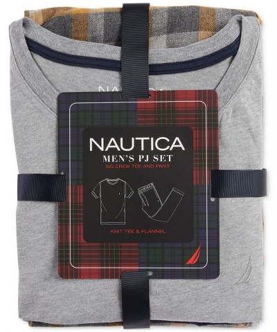 Men's 2-Pc. Classic-Fit Solid T-Shirt & Plaid Flannel Pajama Pants Set Gray $19.22 Pajama