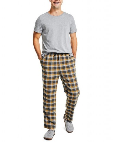 Men's 2-Pc. Classic-Fit Solid T-Shirt & Plaid Flannel Pajama Pants Set Gray $19.22 Pajama