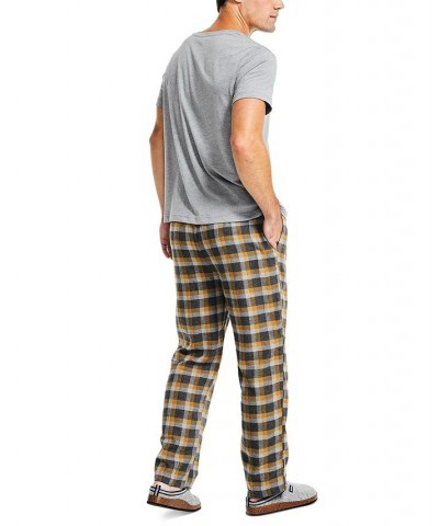 Men's 2-Pc. Classic-Fit Solid T-Shirt & Plaid Flannel Pajama Pants Set Gray $19.22 Pajama