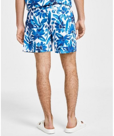 Men's Otan Regular-Fit Floral-Print 4-1/2" Drawstring Shorts Blue $30.10 Shorts