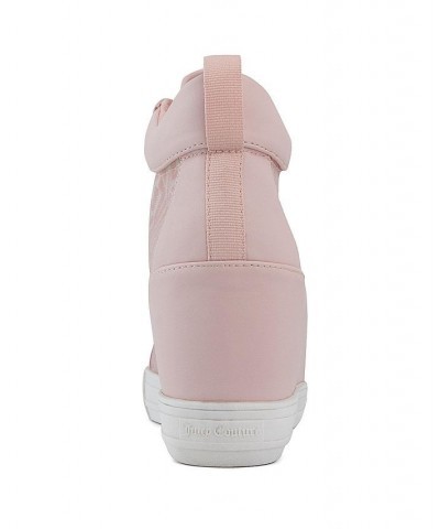 Women's Jorgia Wedge Lace-Up Sneakers Pink $18.00 Shoes