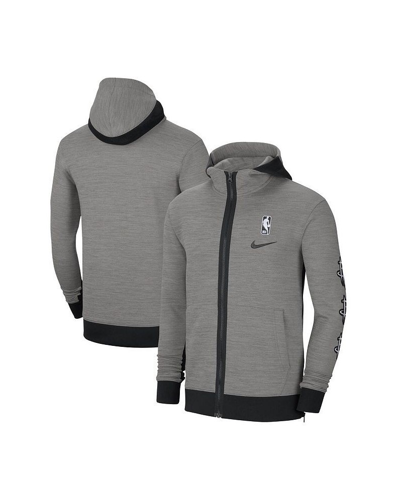 Men's Heathered Charcoal Houston Rockets Authentic Showtime Performance Full-Zip Hoodie Jacket $41.48 Jackets