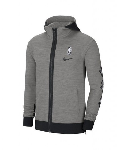 Men's Heathered Charcoal Houston Rockets Authentic Showtime Performance Full-Zip Hoodie Jacket $41.48 Jackets