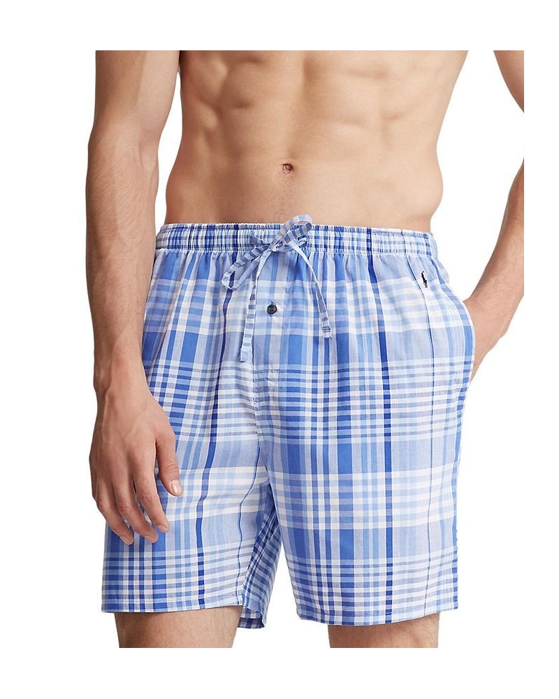 Men's Plaid Pajama Shorts Blue $21.73 Pajama