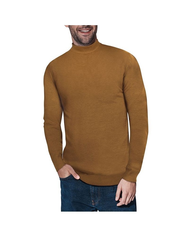 Men's Basic Mock Neck Midweight Pullover Sweater Mustard $35.10 Sweaters