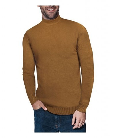 Men's Basic Mock Neck Midweight Pullover Sweater Mustard $35.10 Sweaters