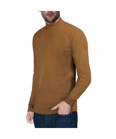 Men's Basic Mock Neck Midweight Pullover Sweater Mustard $35.10 Sweaters