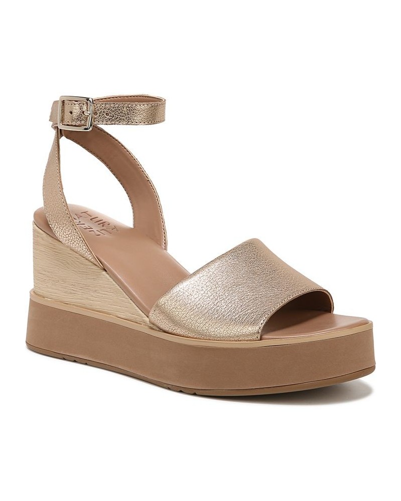 Brynn Wedge Sandals Gold $51.30 Shoes