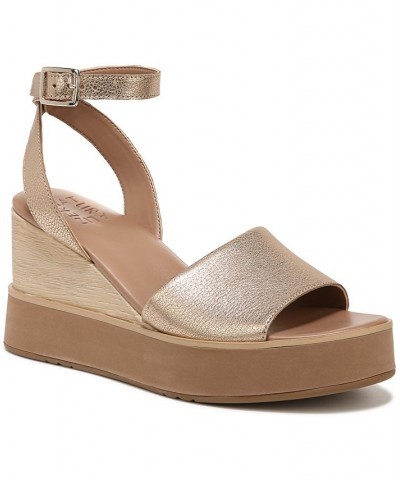 Brynn Wedge Sandals Gold $51.30 Shoes