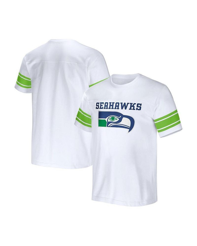 Men's NFL x Darius Rucker Collection by White Seattle Seahawks Football Striped T-shirt $21.12 T-Shirts