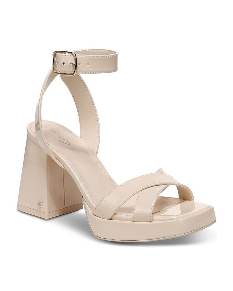 Kaitlyn Ankle-Strap Flare-Heel Platform Sandals PD04 $41.58 Shoes