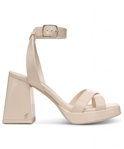 Kaitlyn Ankle-Strap Flare-Heel Platform Sandals PD04 $41.58 Shoes