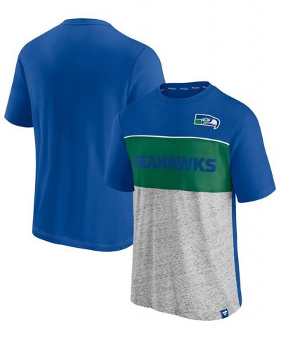 Men's Royal, Heathered Gray Seattle Seahawks Throwback Colorblock T-shirt $23.19 T-Shirts