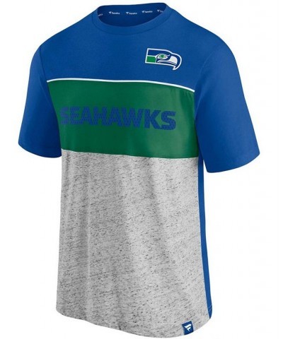 Men's Royal, Heathered Gray Seattle Seahawks Throwback Colorblock T-shirt $23.19 T-Shirts