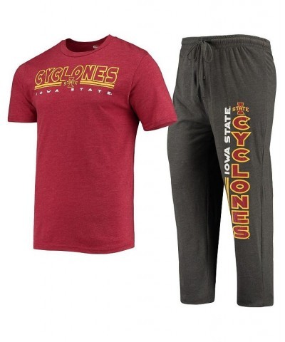 Men's Heathered Charcoal, Cardinal Iowa State Cyclones Meter T-shirt and Pants Sleep Set $28.70 Pajama