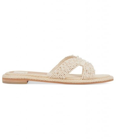 Women's Atomic Embellished Raffia Slide Sandals White $47.25 Shoes