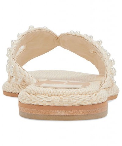 Women's Atomic Embellished Raffia Slide Sandals White $47.25 Shoes