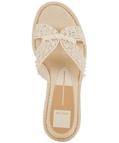 Women's Atomic Embellished Raffia Slide Sandals White $47.25 Shoes