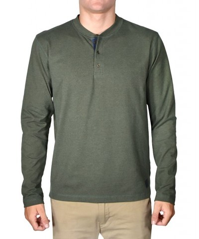 Men's Stretch Jersey 3-button Henley Green $28.50 Shirts