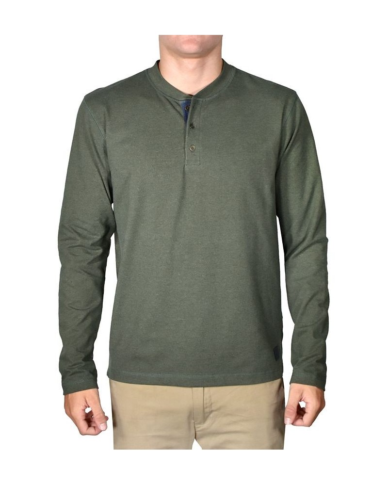 Men's Stretch Jersey 3-button Henley Green $28.50 Shirts