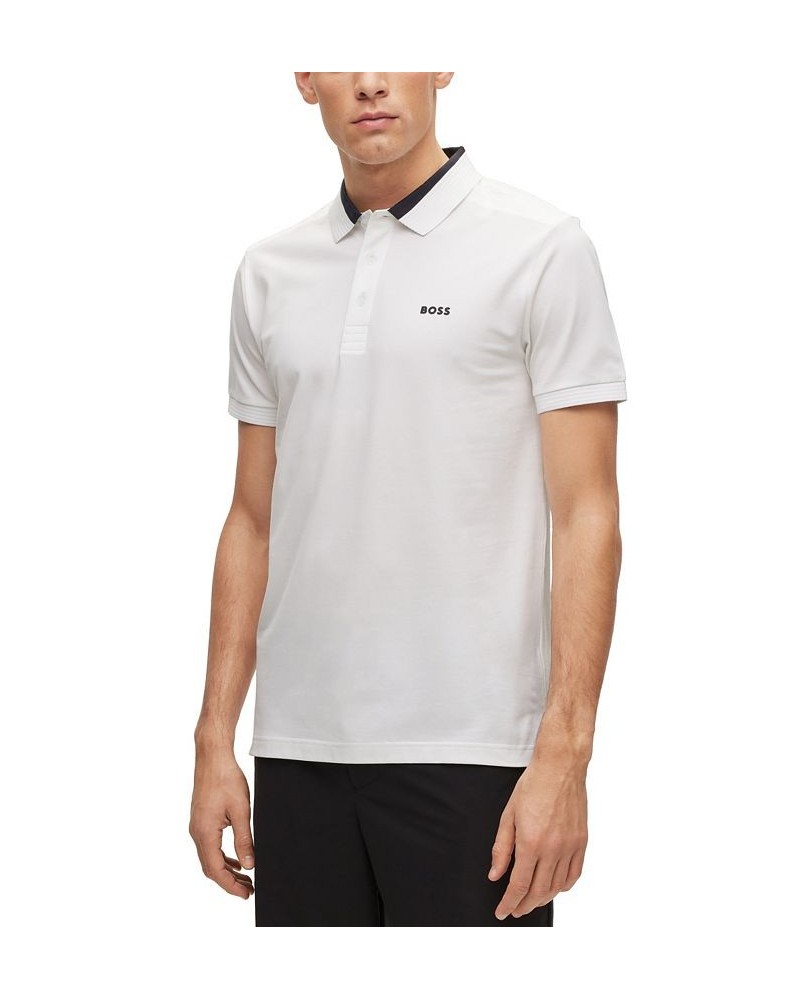 BOSS Men's Stretch Cotton Logo Inserts Slim Fit Polo Shirt White $43.52 Polo Shirts