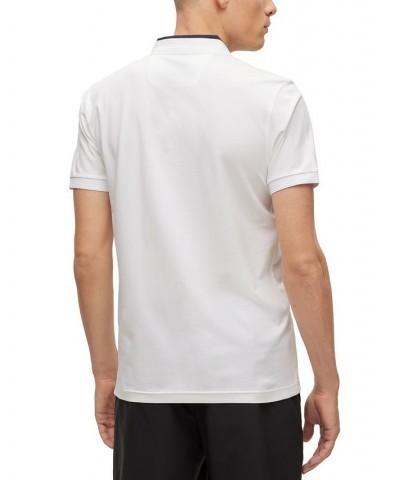 BOSS Men's Stretch Cotton Logo Inserts Slim Fit Polo Shirt White $43.52 Polo Shirts