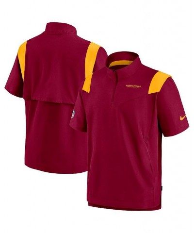 Men's Burgundy Washington Football Team Sideline Coaches Short Sleeve Quarter-Zip Jacket $37.60 Jackets