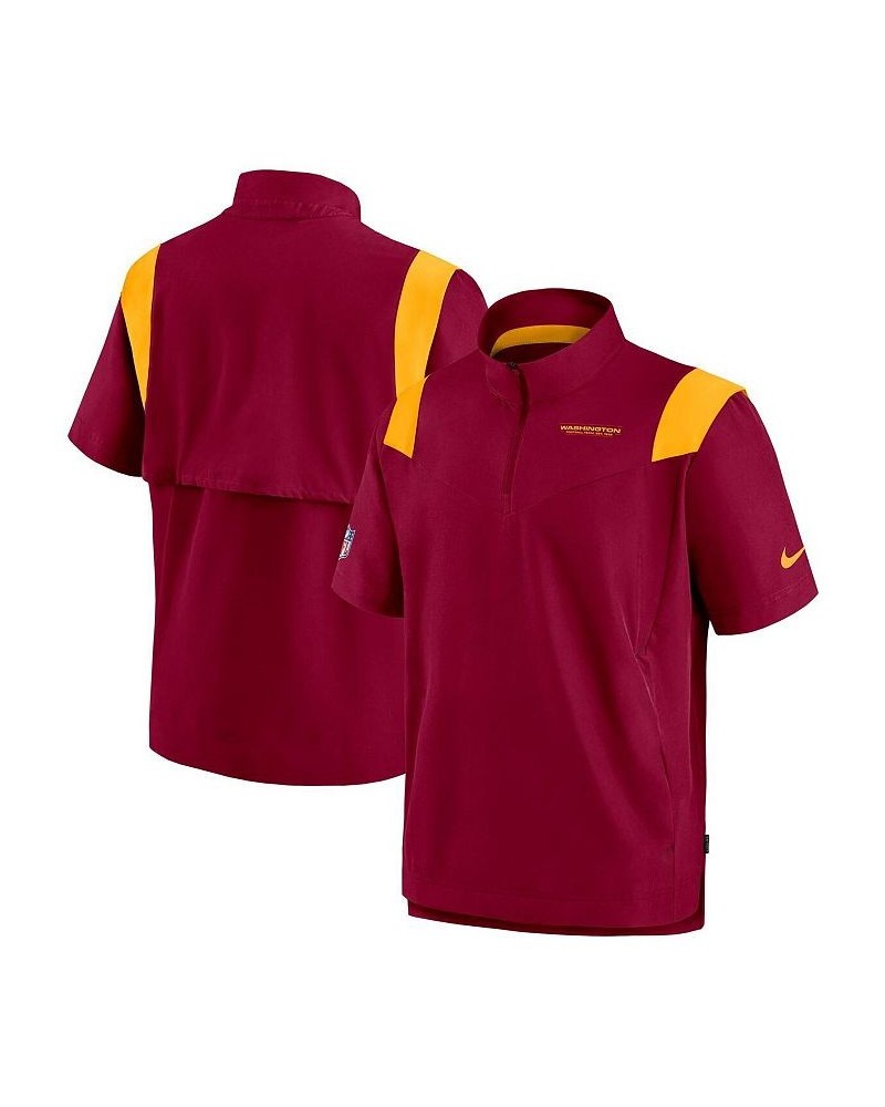 Men's Burgundy Washington Football Team Sideline Coaches Short Sleeve Quarter-Zip Jacket $37.60 Jackets