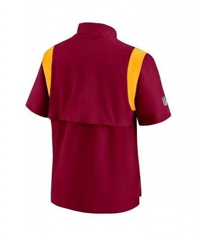 Men's Burgundy Washington Football Team Sideline Coaches Short Sleeve Quarter-Zip Jacket $37.60 Jackets