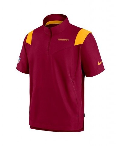 Men's Burgundy Washington Football Team Sideline Coaches Short Sleeve Quarter-Zip Jacket $37.60 Jackets