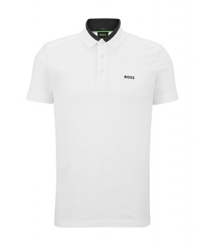 BOSS Men's Stretch Cotton Logo Inserts Slim Fit Polo Shirt White $43.52 Polo Shirts