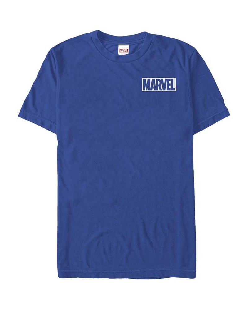 Marvel Men's Comic Logo Simple White Box Short Sleeve T-Shirt Royal Blue $14.35 T-Shirts