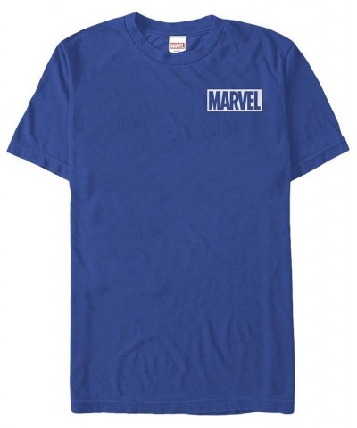 Marvel Men's Comic Logo Simple White Box Short Sleeve T-Shirt Royal Blue $14.35 T-Shirts