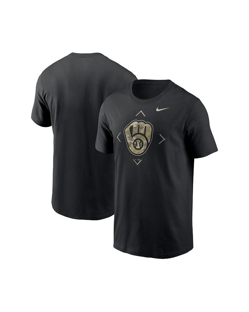 Men's Black Milwaukee Brewers Camo Logo T-shirt $25.19 T-Shirts