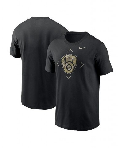 Men's Black Milwaukee Brewers Camo Logo T-shirt $25.19 T-Shirts