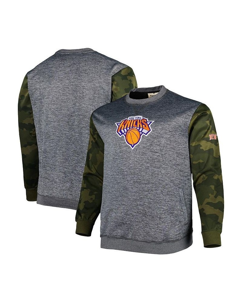 Men's Branded Heather Charcoal New York Knicks Big and Tall Camo Stitched Sweatshirt $27.28 Sweatshirt