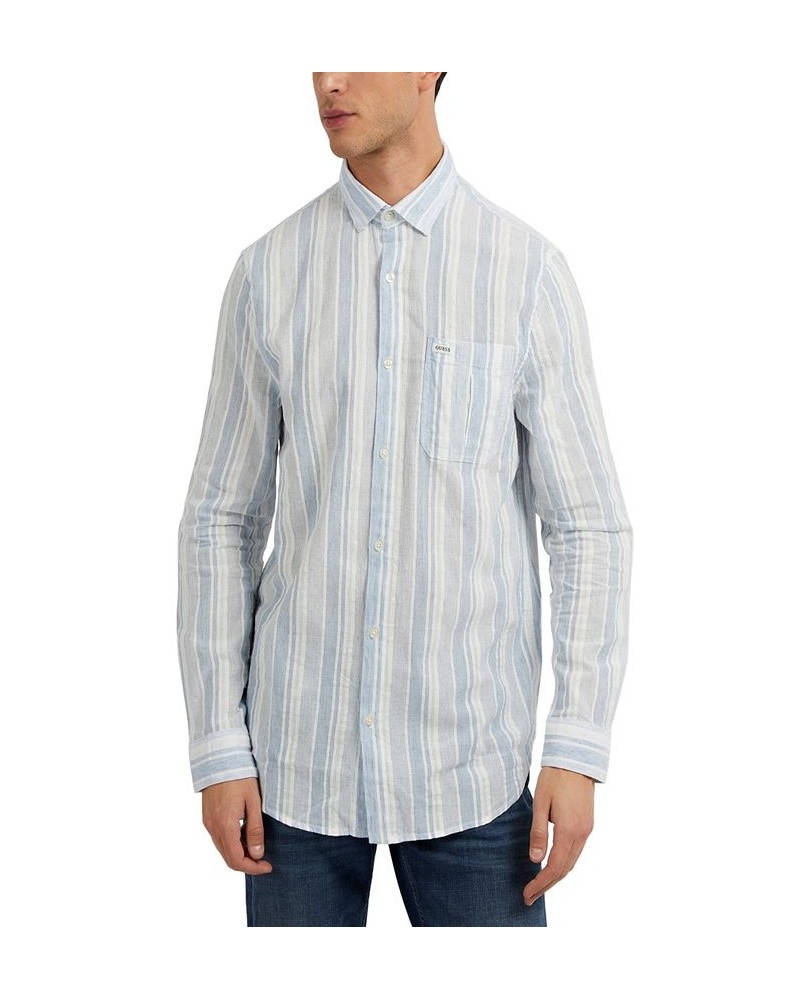 Men's Collins Long-Sleeve Striped Button-Front Shirt Yellow $39.60 Shirts