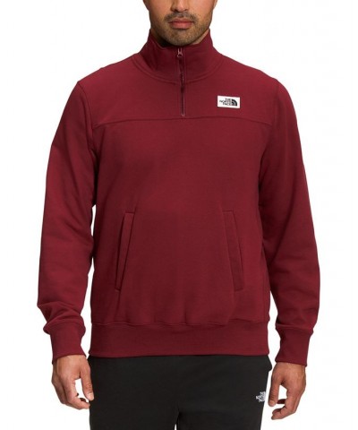 Men's Heritage Quarter-Zip Logo Patch Sweatshirt Red $27.13 Sweatshirt