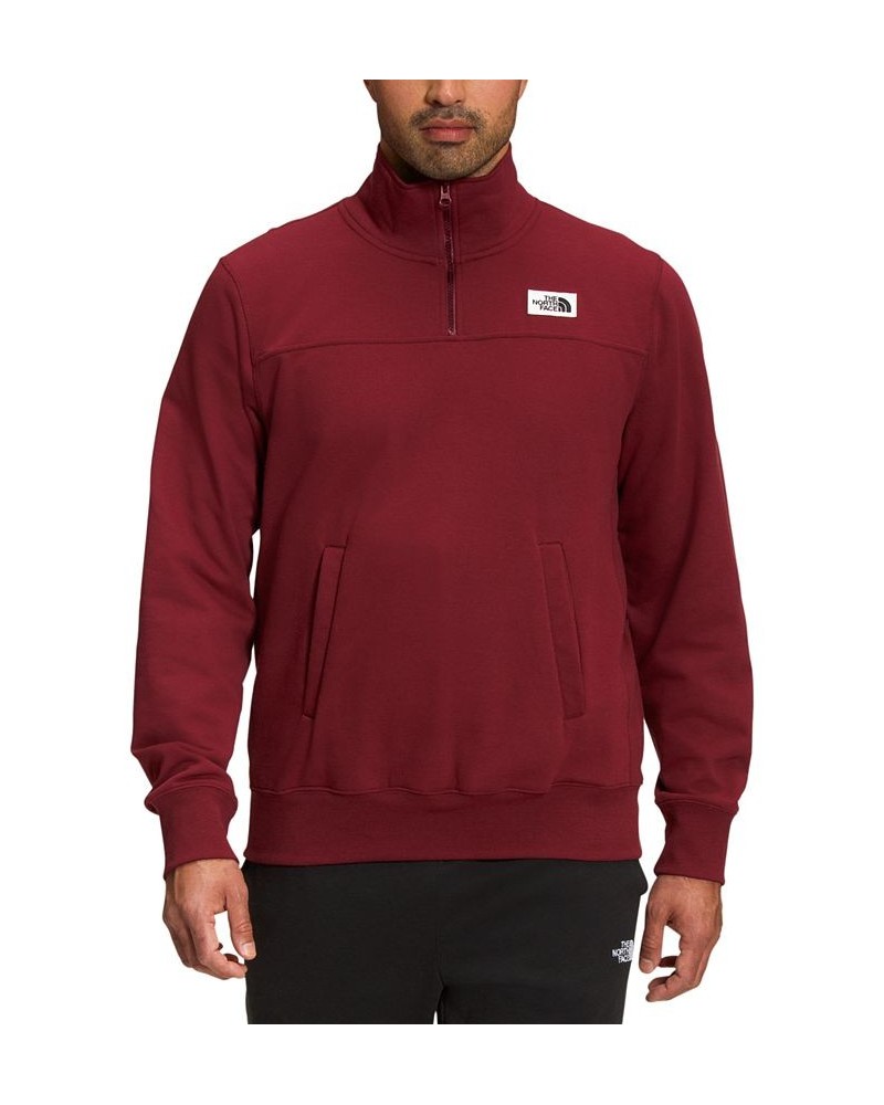 Men's Heritage Quarter-Zip Logo Patch Sweatshirt Red $27.13 Sweatshirt