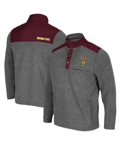 Men's Heathered Charcoal, Maroon Arizona State Sun Devils Huff Snap Pullover $30.73 Sweatshirt