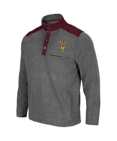 Men's Heathered Charcoal, Maroon Arizona State Sun Devils Huff Snap Pullover $30.73 Sweatshirt