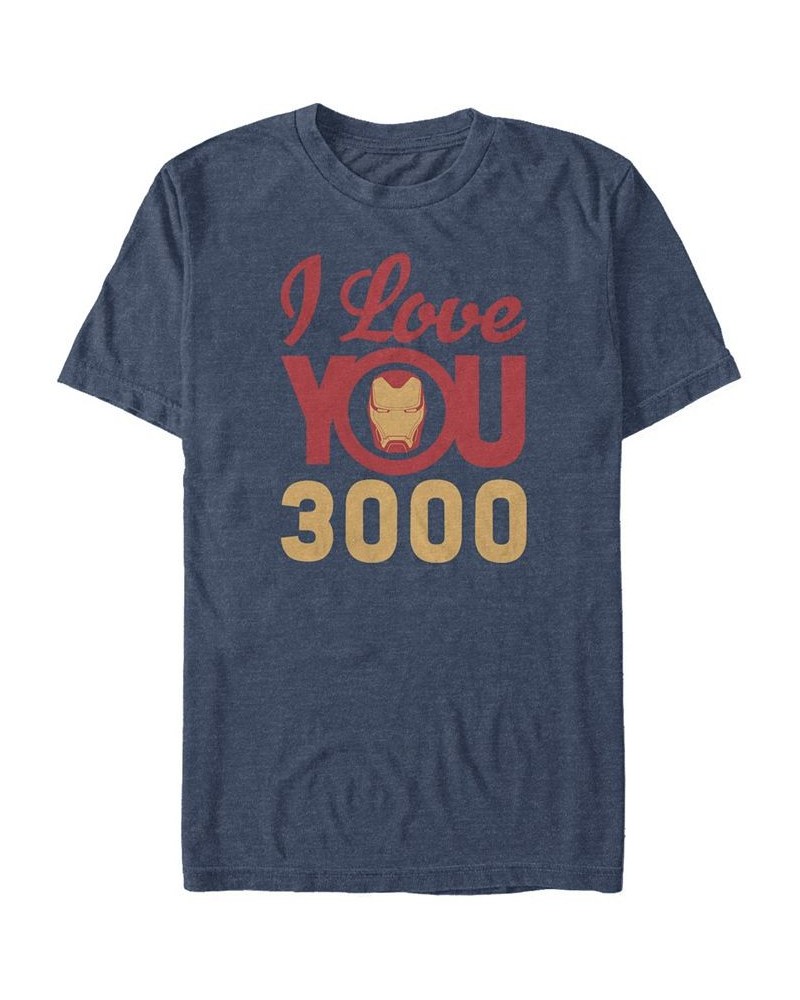 Marvel Men's Avengers Endgame Iron Man Face I Love You 3000, Short Sleeve T-shirt Blue $15.75 T-Shirts