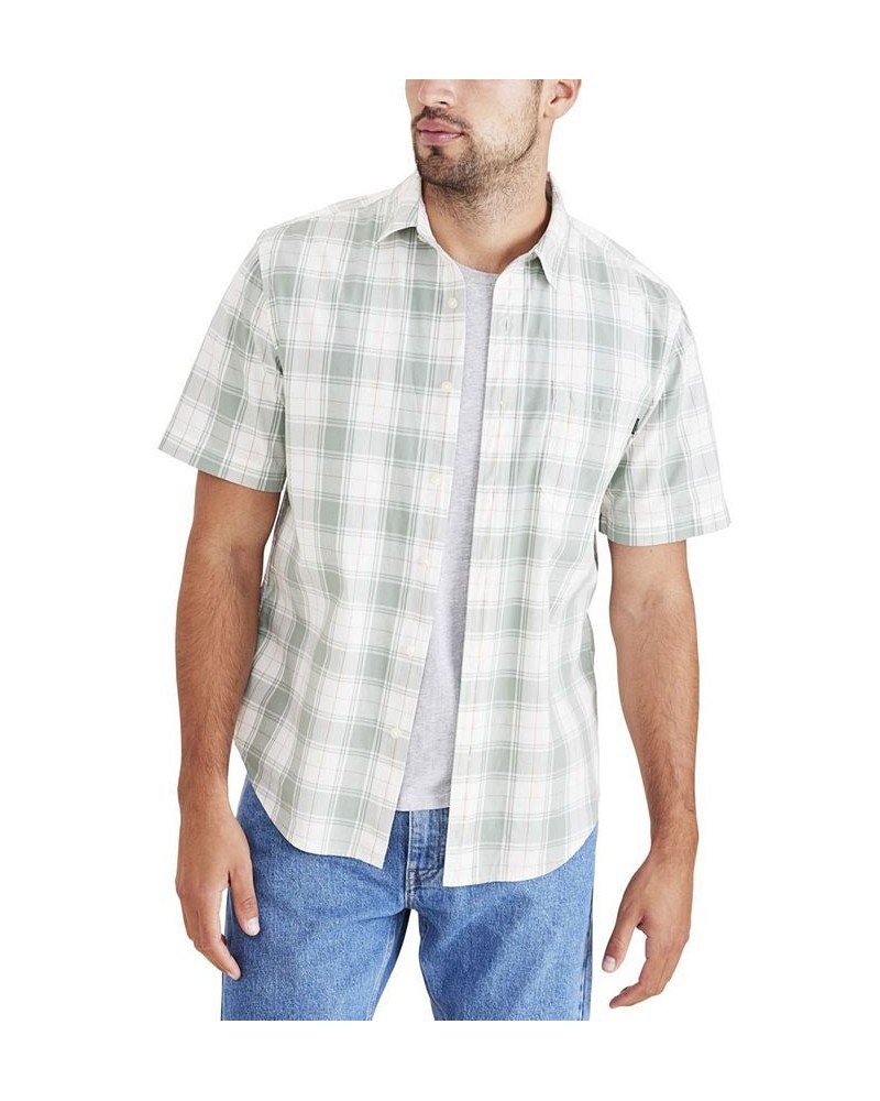 Men's Short-Sleeve Casual Woven Plaid Shirt Green $26.09 Shirts