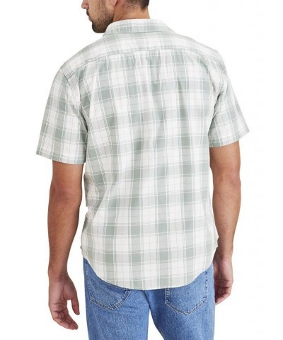 Men's Short-Sleeve Casual Woven Plaid Shirt Green $26.09 Shirts